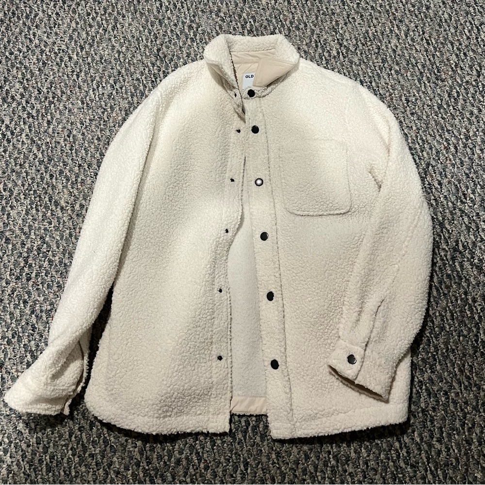 Old Navy Sherpa Button Up Jacket, Size Small